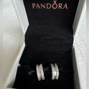 Authentic Double Lined Pave Pandora Clip-bundle 2 pcs